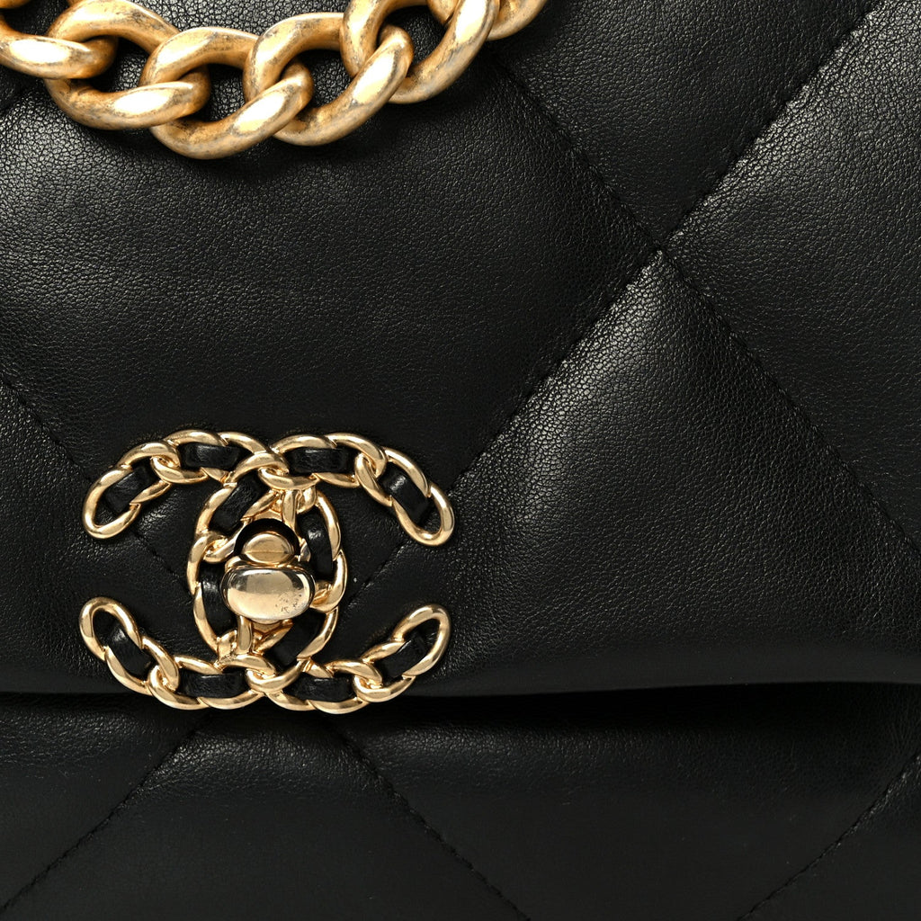 Lambskin Quilted Medium Chanel 19 Flap Black