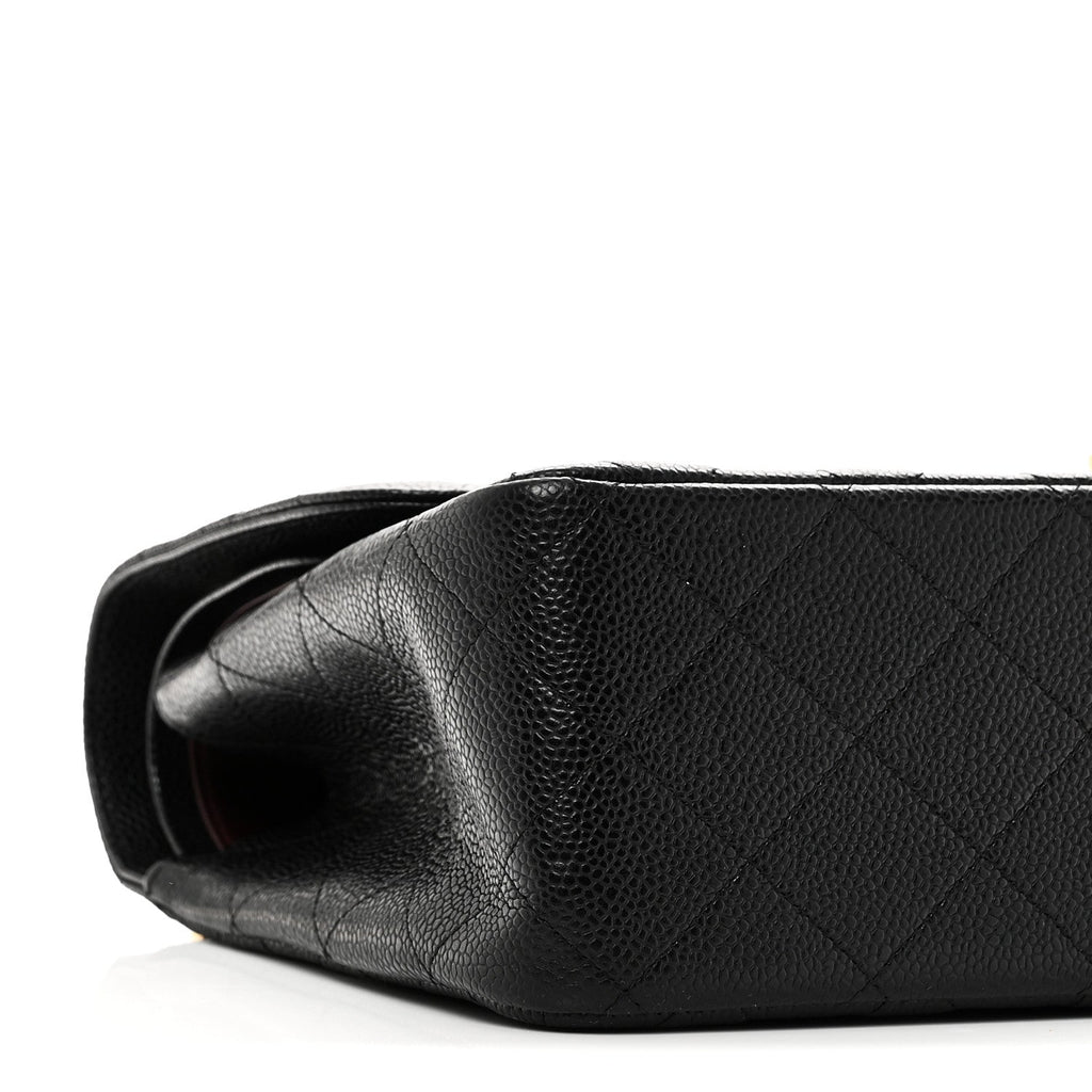 Caviar Quilted Jumbo Double Flap Black