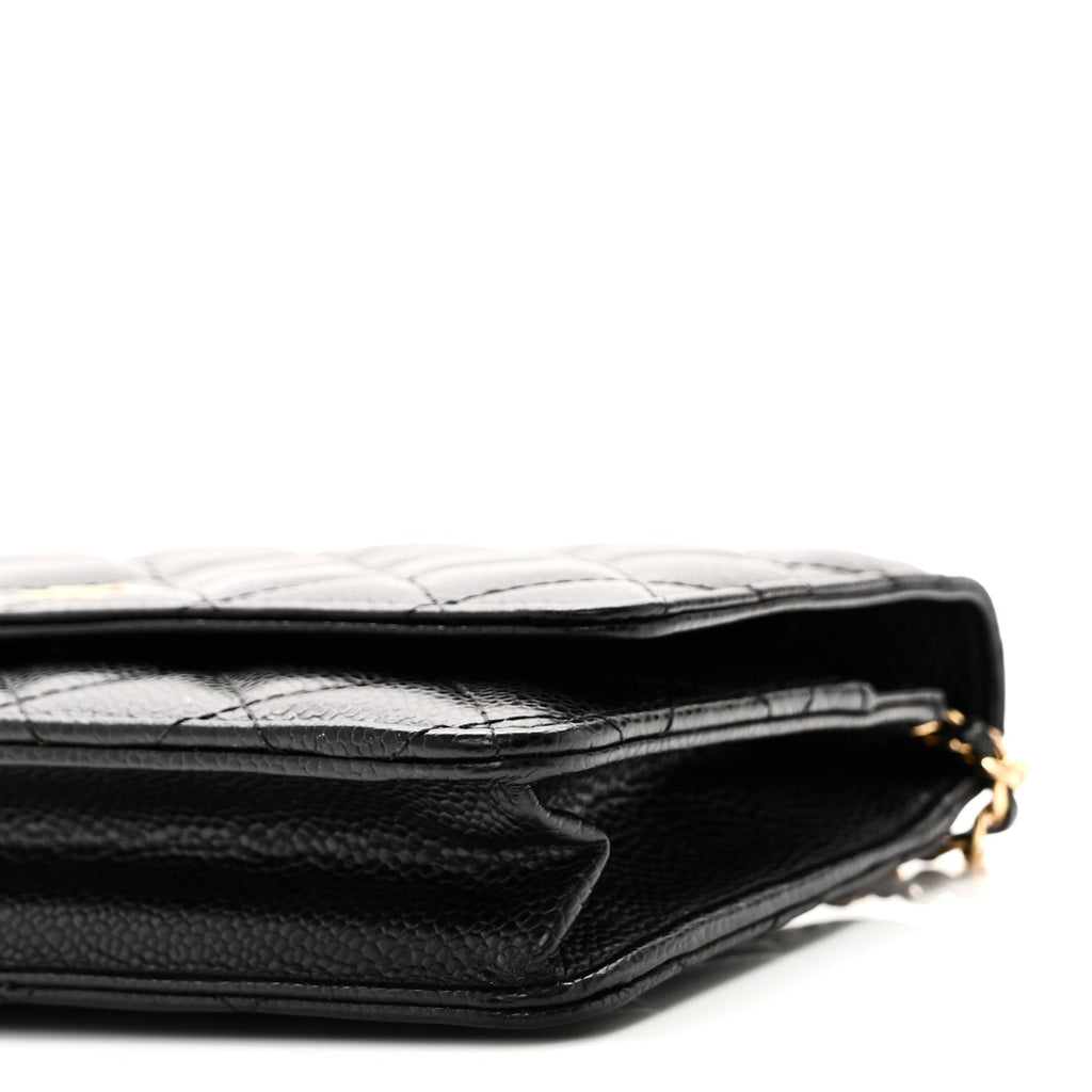 Caviar Quilted Wallet on Chain WOC Black
