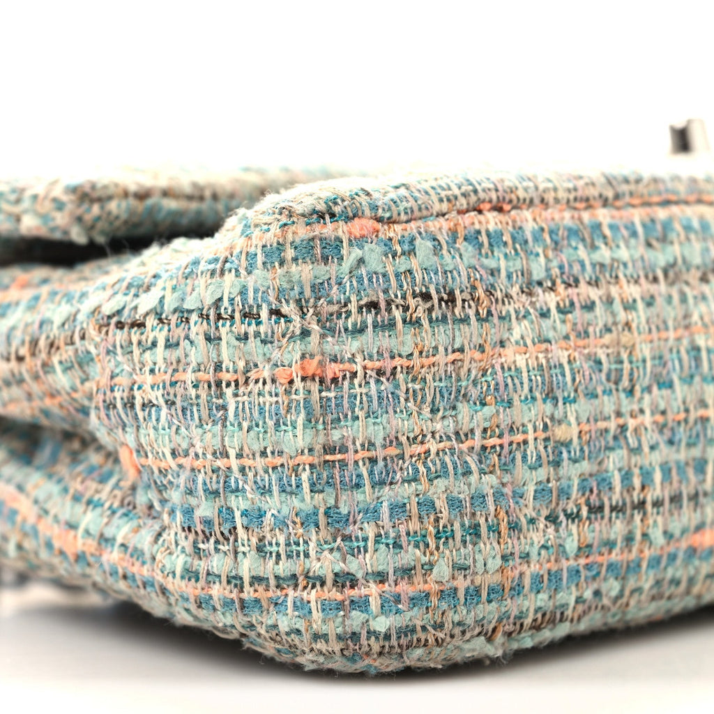 Tweed Quilted Medium Double Flap Blue Multicolor