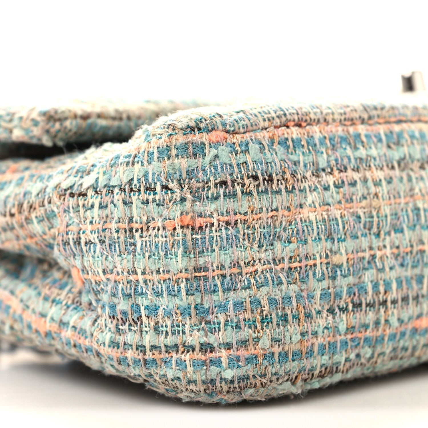 Tweed Quilted Medium Double Flap Blue Multicolor