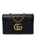 Calfskin Matelasse GG Marmont Chain Wallet Black