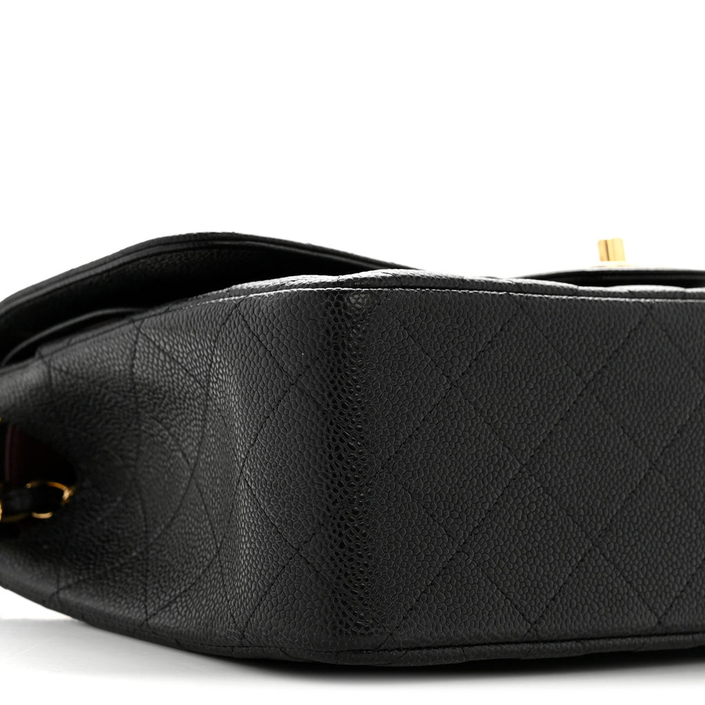 Caviar Quilted Jumbo Double Flap Black