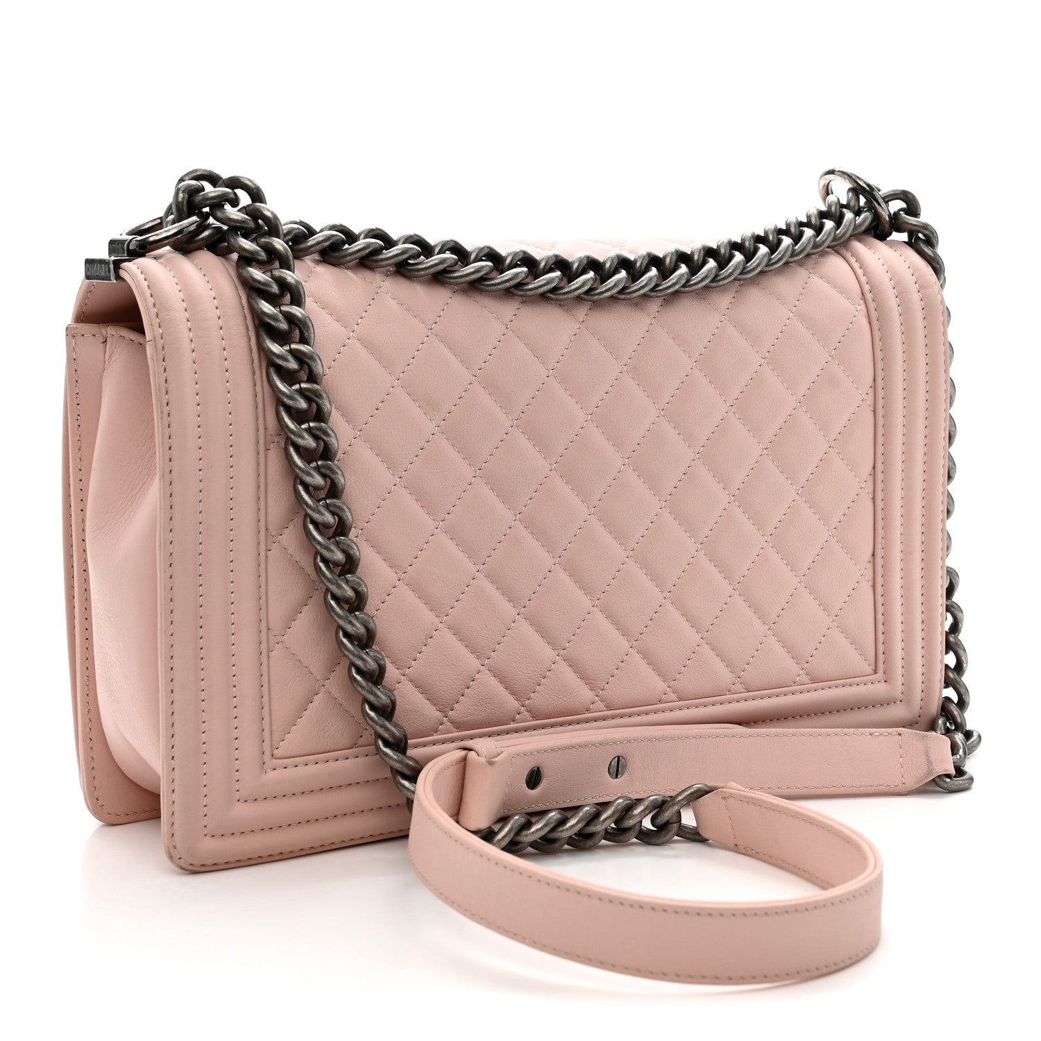 Lambskin Quilted New Medium Boy Flap Light Pink