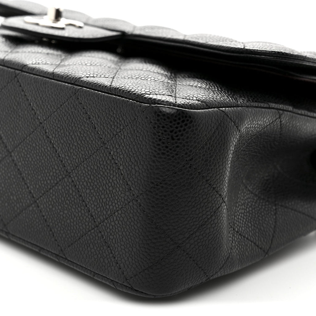 Caviar Quilted Jumbo Double Flap Black