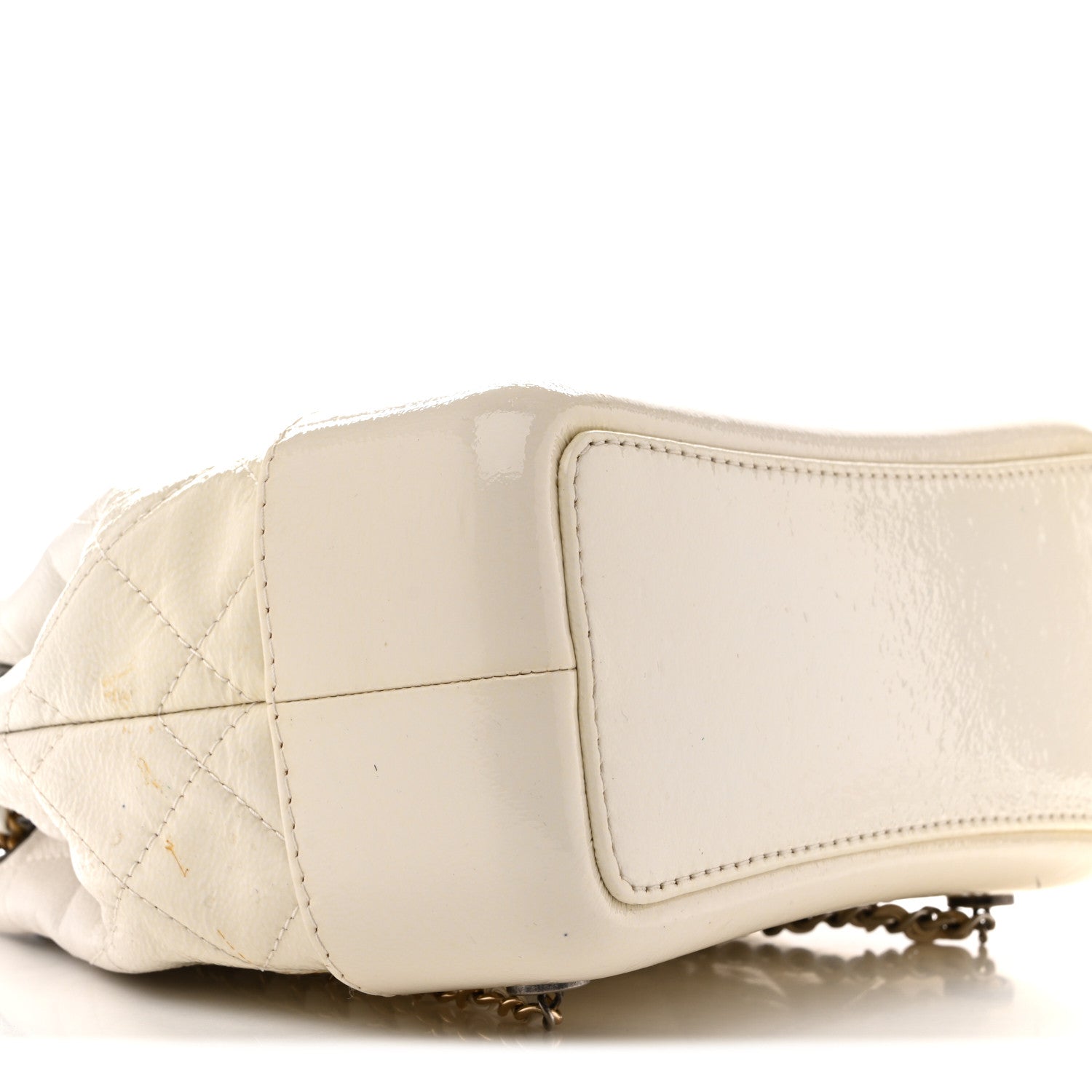 Patent Goatskin Quilted Small Gabrielle Backpack White