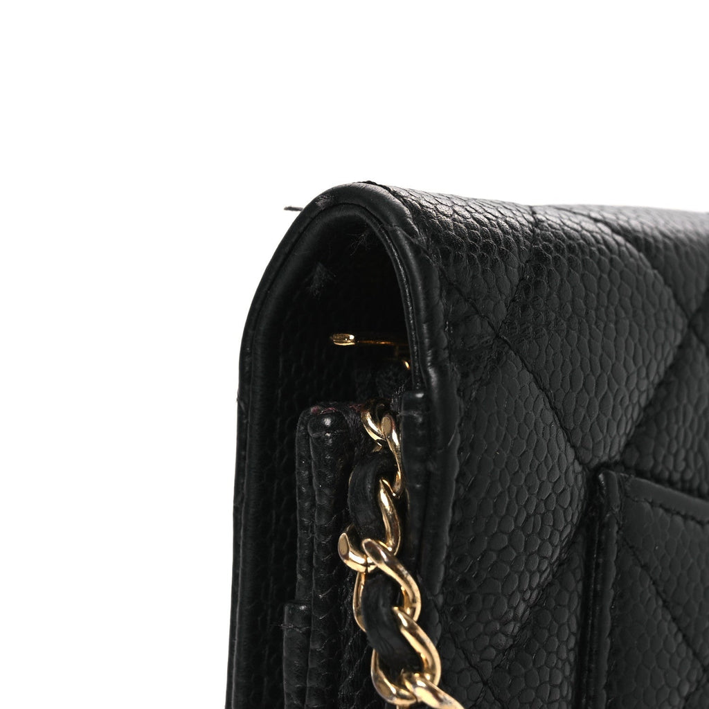 Caviar Quilted Wallet on Chain WOC Black