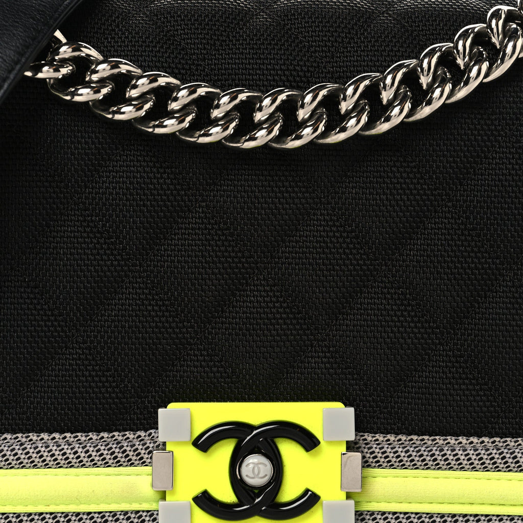 Canvas Quilted Medium Fluo Boy Flap Black Grey Yellow