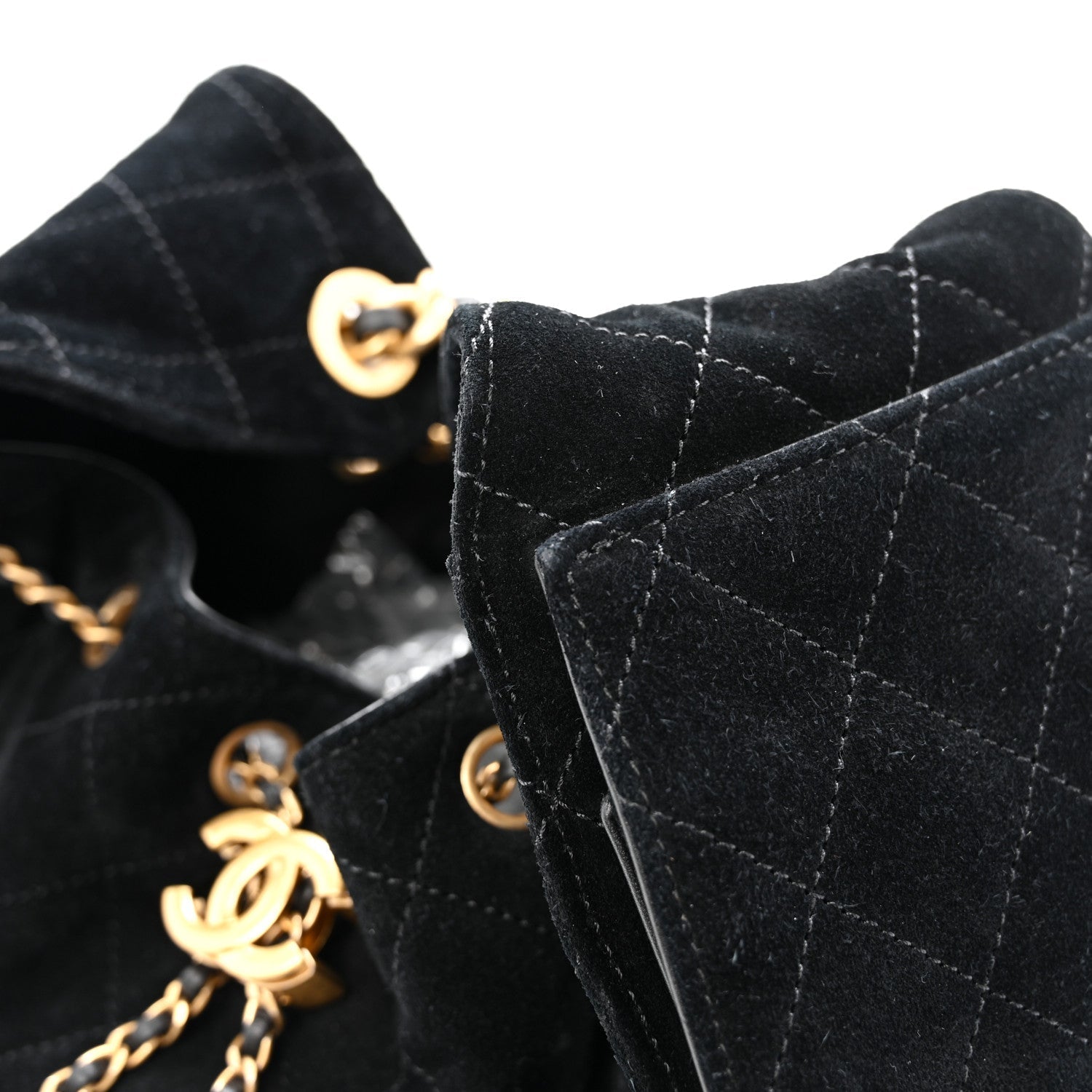 Suede Quilted Small Chanel 25 Handbag Black