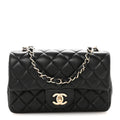 Lambskin Quilted Mini Rectangular Flap Black