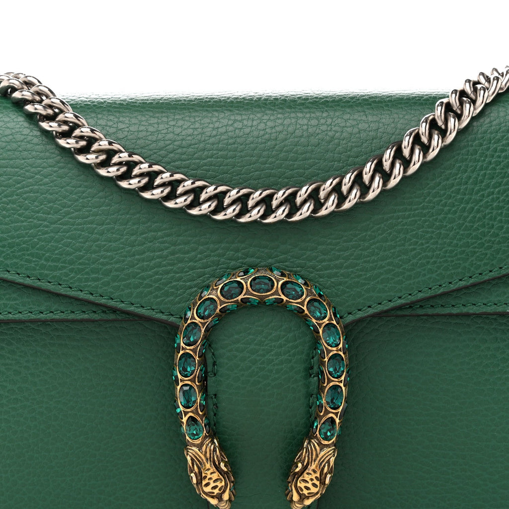 Dollar Calfskin Crystal Small Dionysus Shoulder Bag Emerald