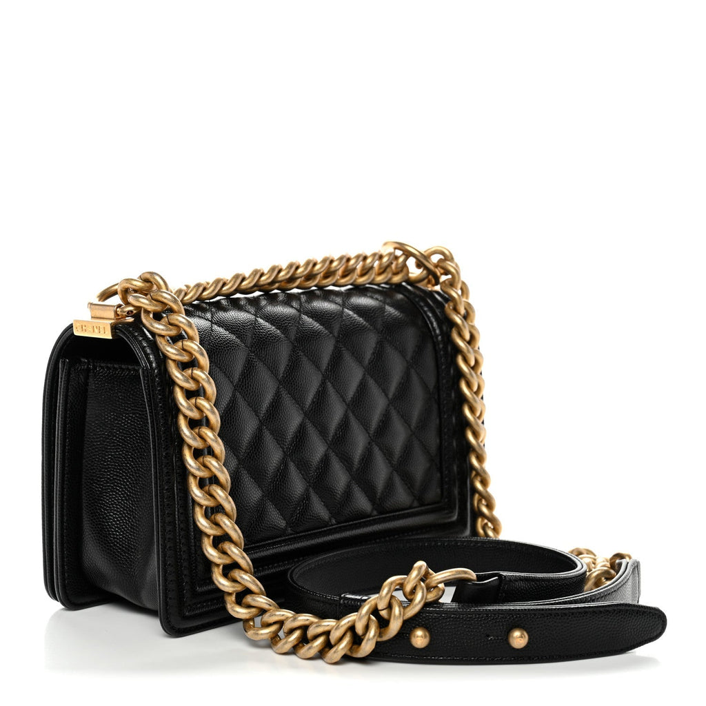 Caviar Quilted Small Boy Flap Black