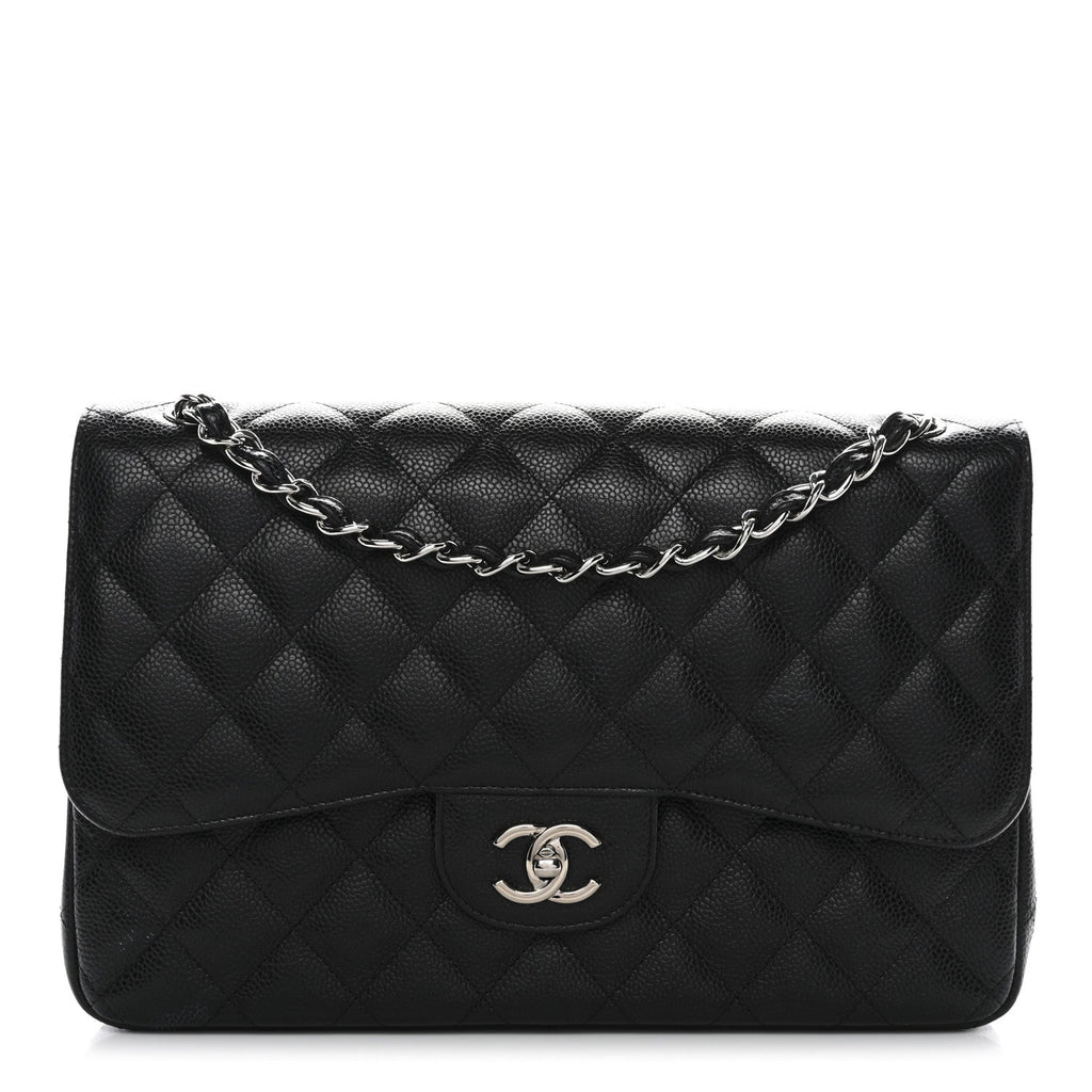 Caviar Quilted Jumbo Double Flap Black
