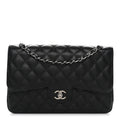 Caviar Quilted Jumbo Double Flap Black