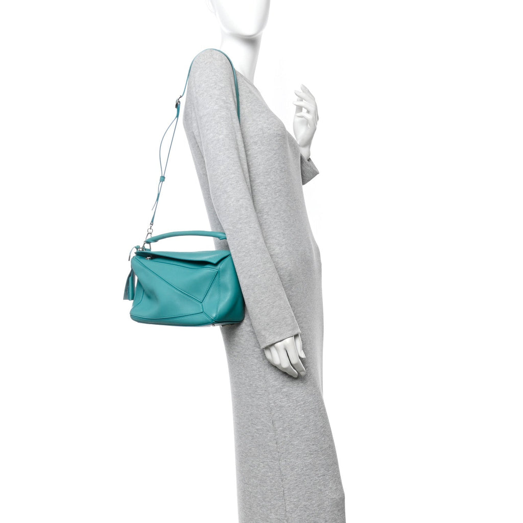 Nappa Lambskin Small Featherlight Puzzle Bag Aquamarine