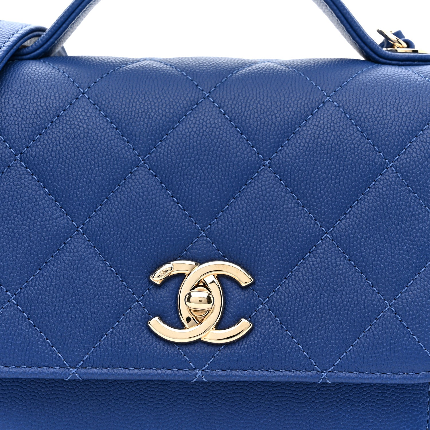 Caviar Quilted Small Business Affinity Flap Dark Blue