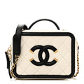 Caviar Quilted Small CC Filigree Vanity Case White Black