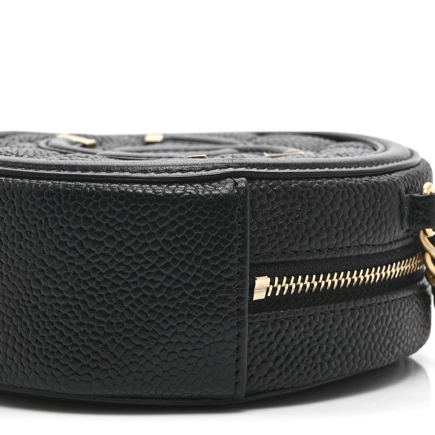 Caviar Quilted Round Filigree Crossbody Black