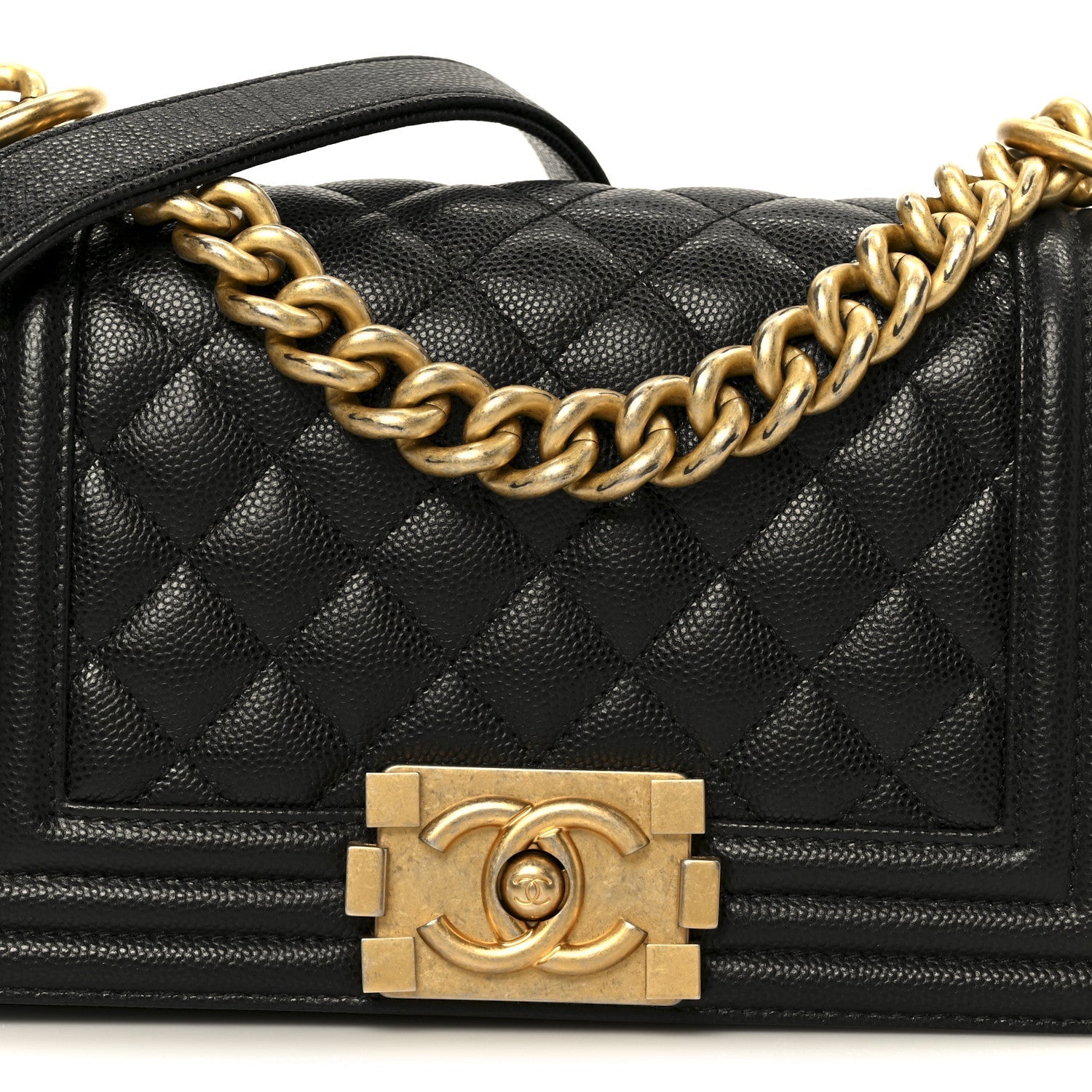 Caviar Quilted Small Boy Flap Black