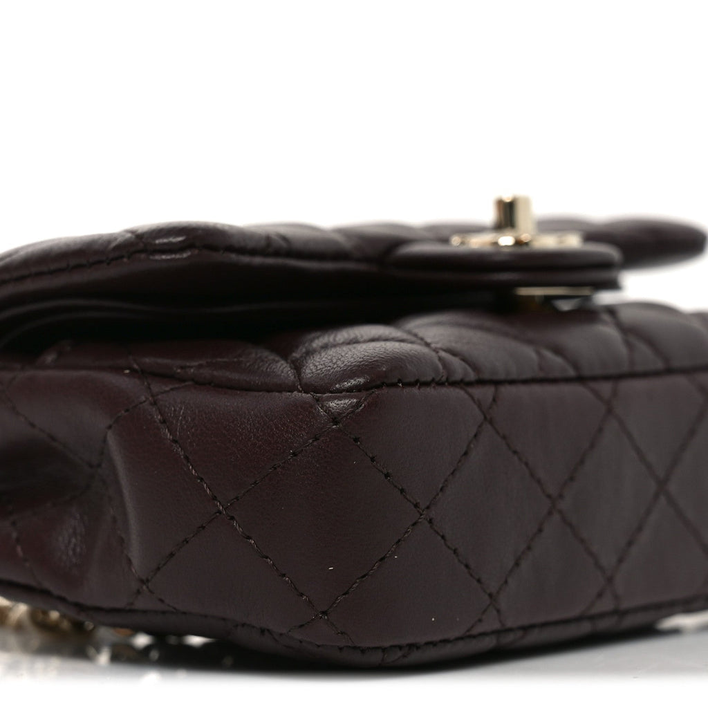 Lambskin Quilted Mini Double Flap With Hook Dark Brown