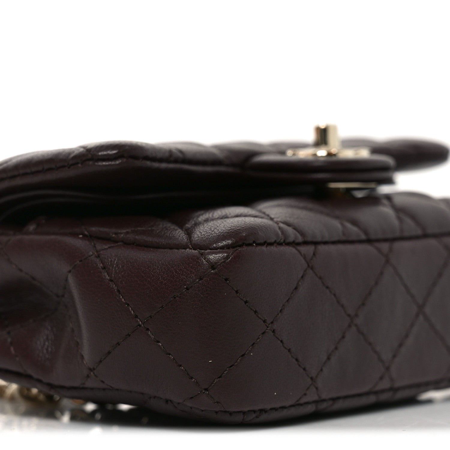 Lambskin Quilted Mini Double Flap With Hook Dark Brown