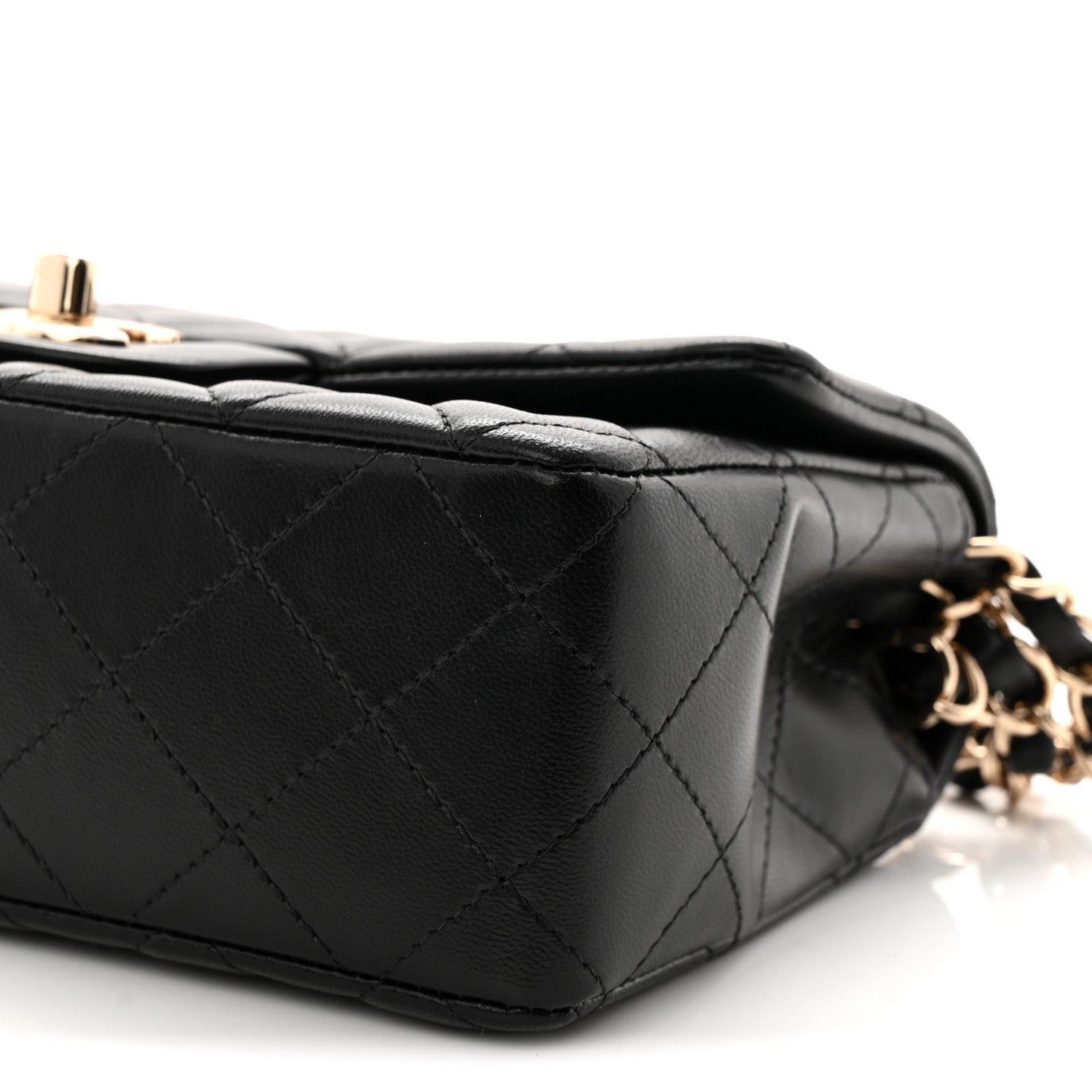 Lambskin Quilted Mini Rectangular Flap Black
