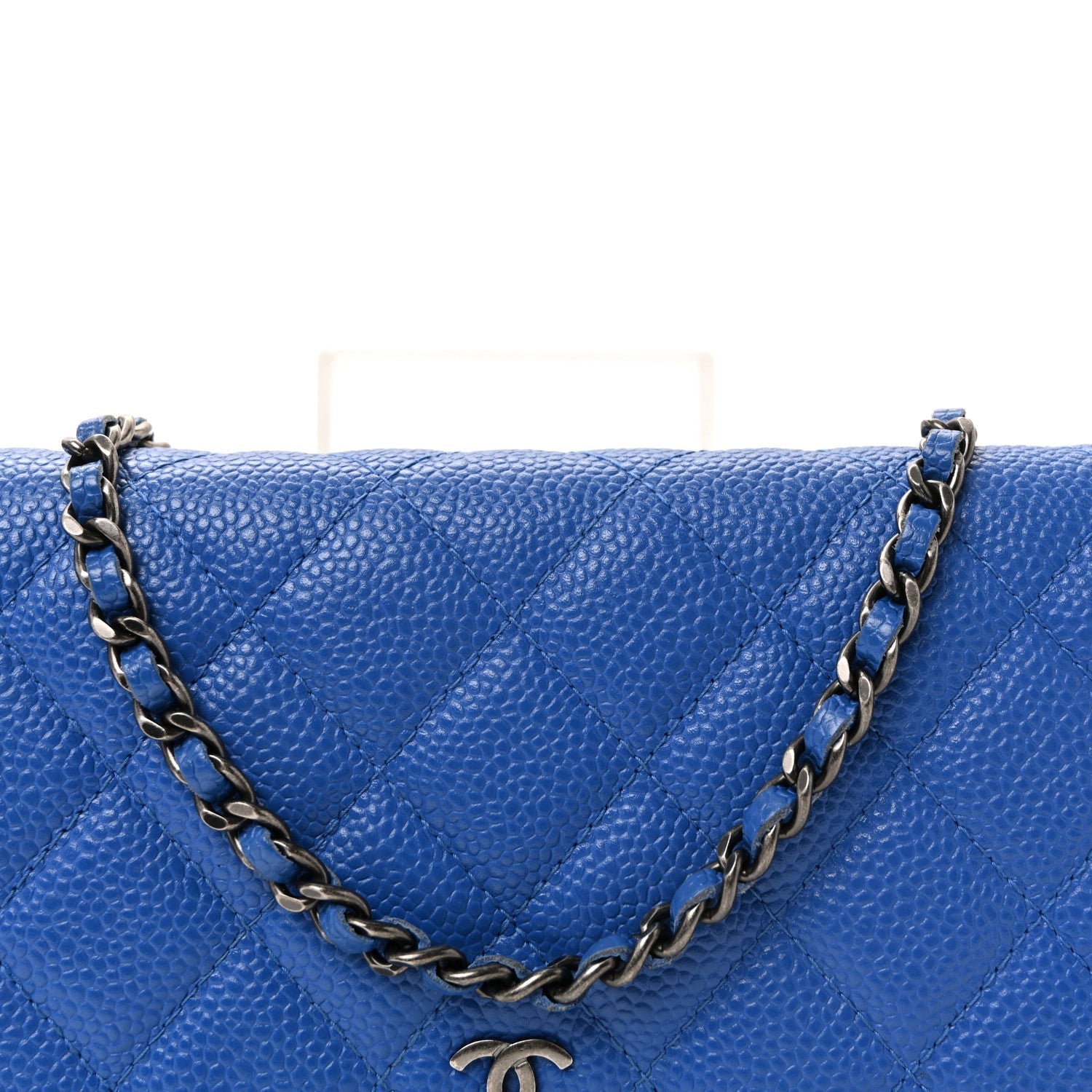 Caviar Quilted Wallet on Chain WOC Blue