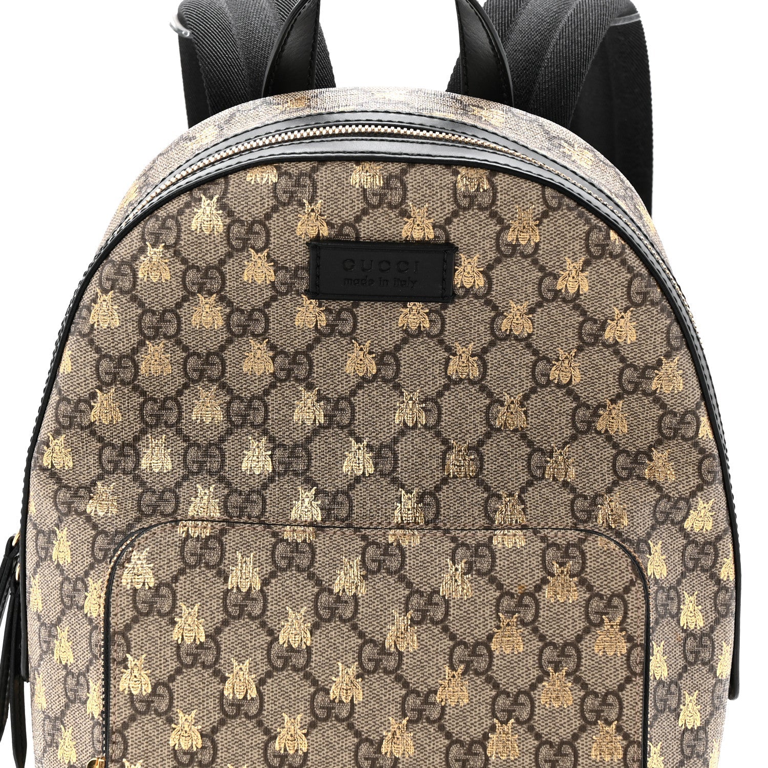 GG Supreme Monogram Bees Print Small Day Backpack Beige Oro Black
