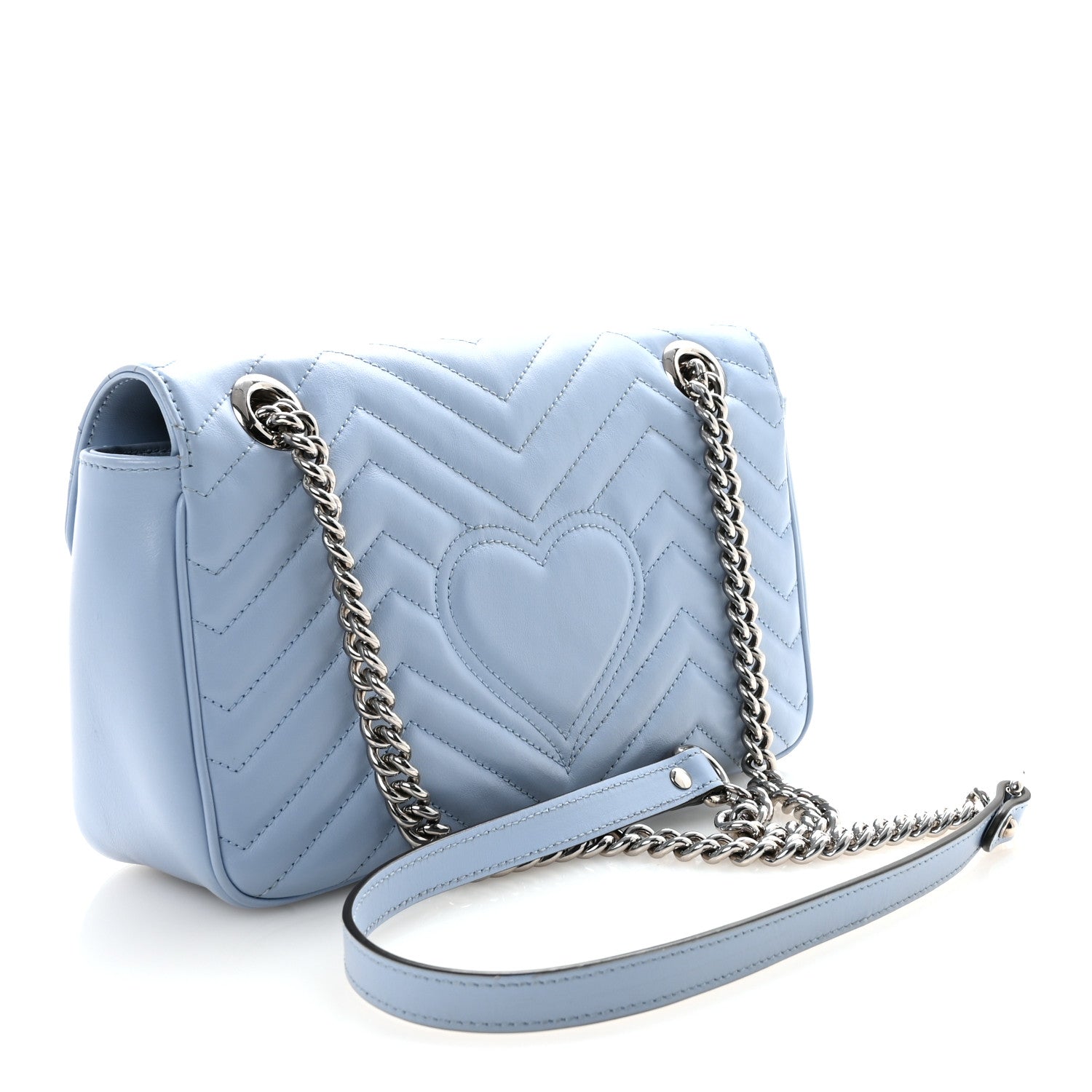 Calfskin Matelasse Small GG Marmont Shoulder Bag Porcelain Light Blue