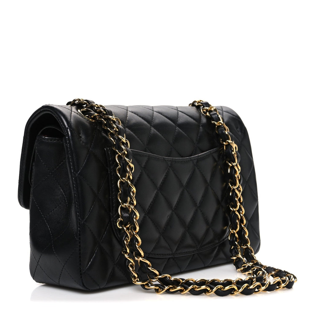 Lambskin Quilted Small Double Flap Black
