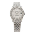 Stainless Steel 18K White Gold Diamond Bezel 31mm Oyster Perpetual Datejust Watch Silver 278384RBR