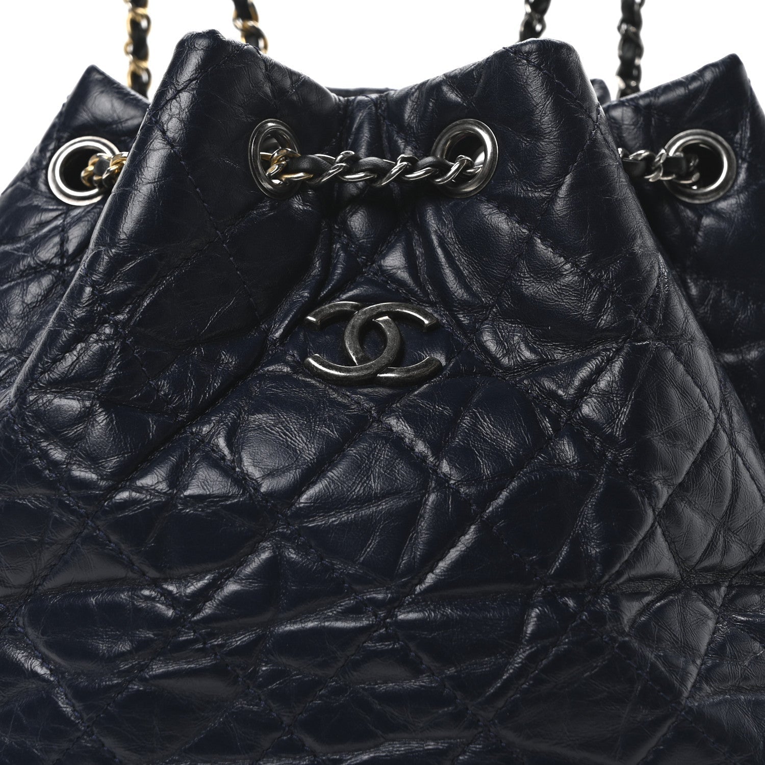 Aged Calfskin Quilted Small Gabrielle Backpack Blue Black