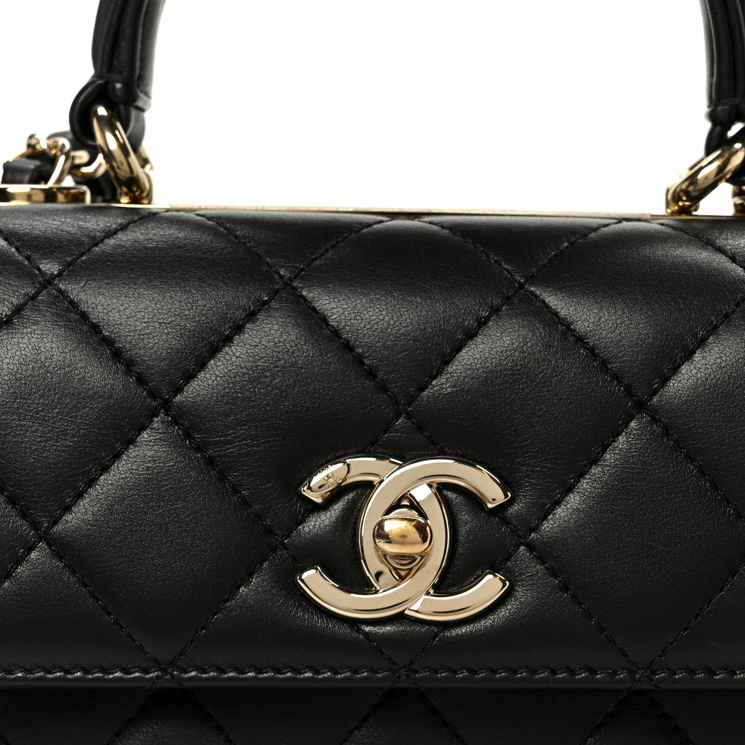 Lambskin Quilted Mini Trendy CC Dual Handle Flap Bag Black