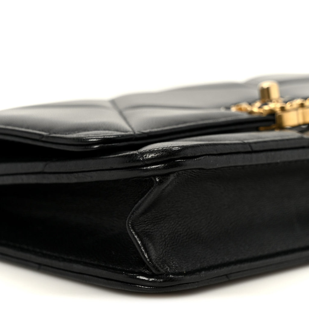 Lambskin Quilted Chanel 19 Wallet On Chain WOC Black