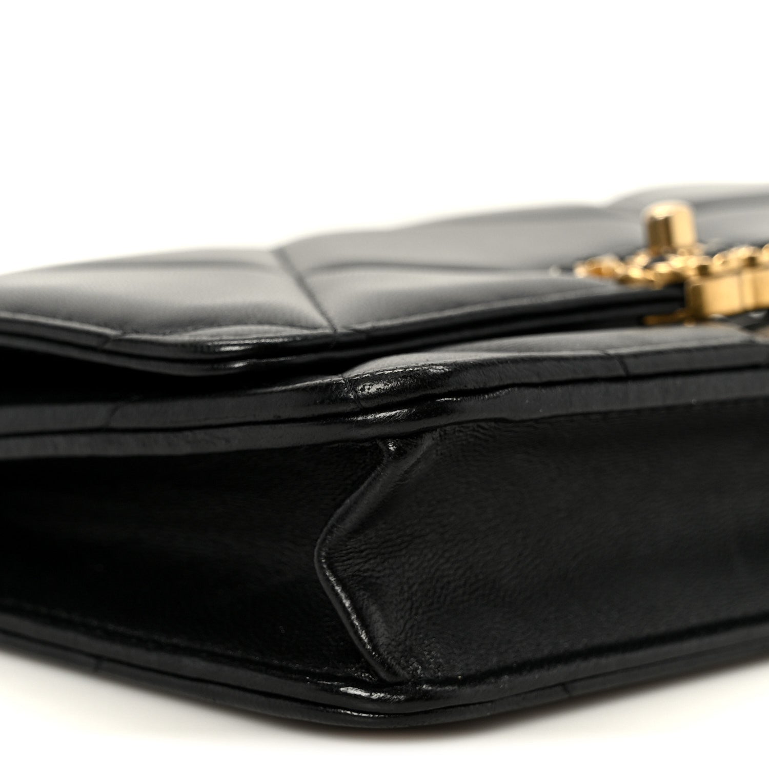 Lambskin Quilted Chanel 19 Wallet On Chain WOC Black