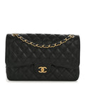 Caviar Quilted Jumbo Double Flap Black