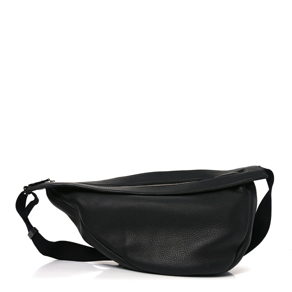 Grained Calfskin Large Slouchy Banana Bag Black
