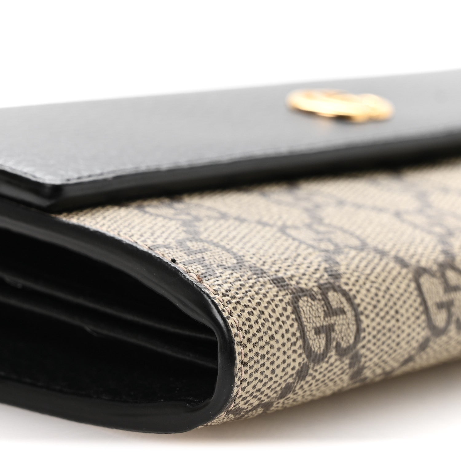 Dollar Calfskin GG Supreme Monogram Petite GG Marmont Wallet Chain Bag Black Beige Ebony