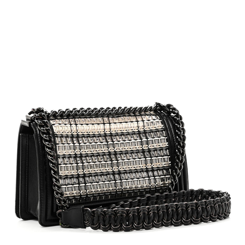 PVC Thread Woven Medium Boy Flap Black