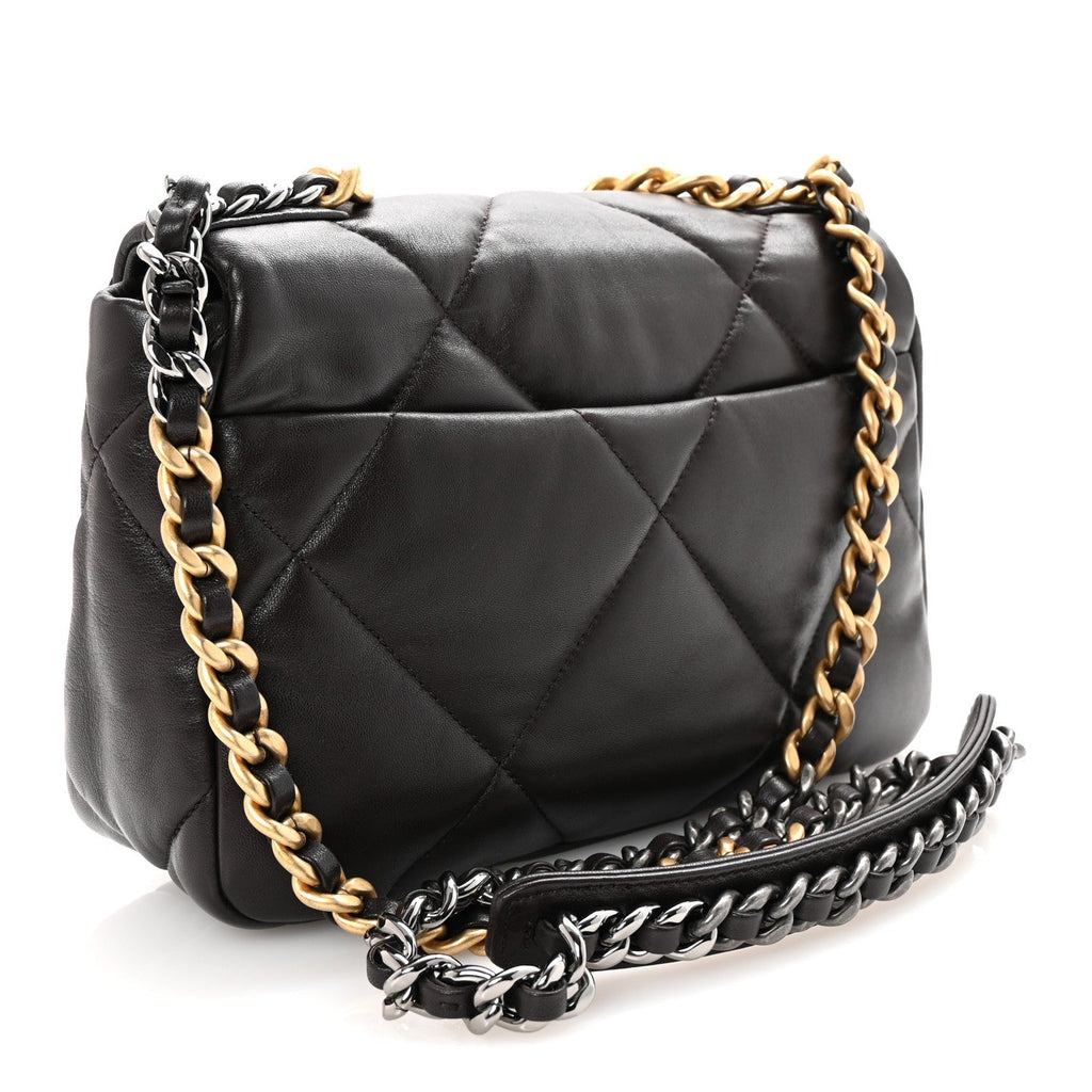 Lambskin Quilted Medium Chanel 19 Flap Dark Brown