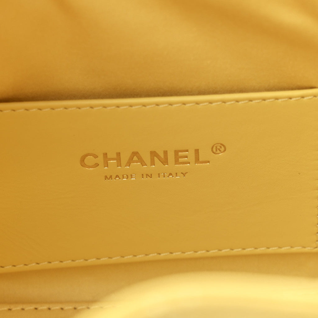 Suede Quilted Mini Chanel 25 Handbag Yellow