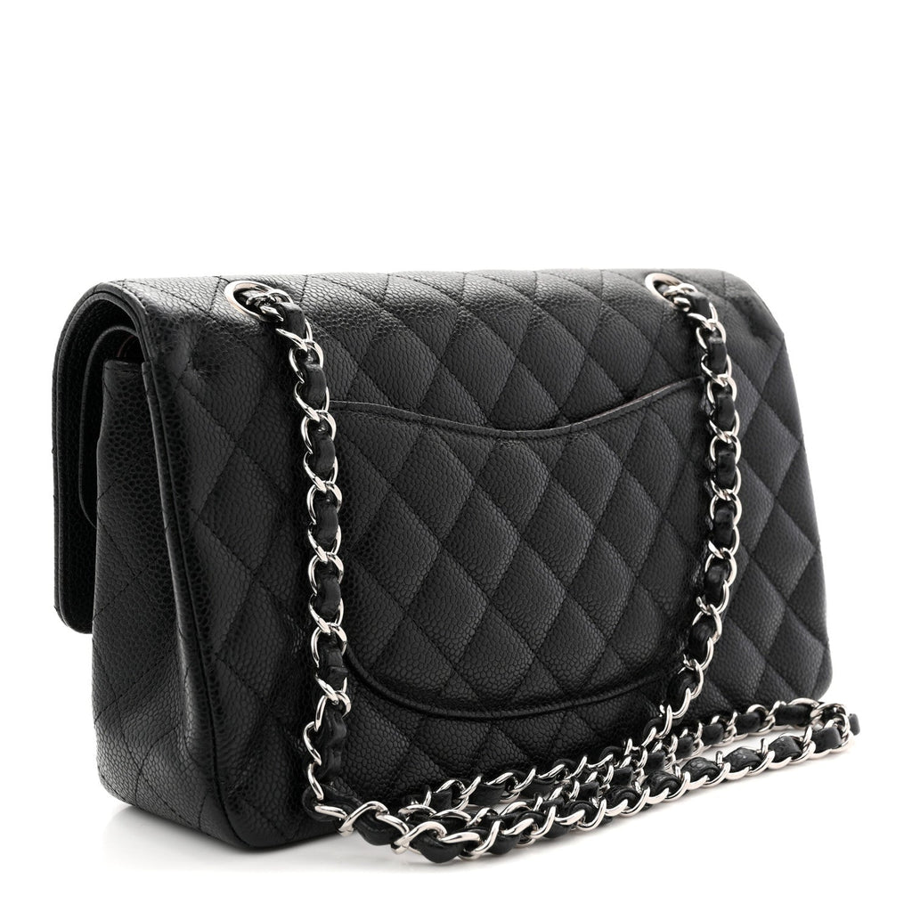 Caviar Quilted Medium Double Flap Black