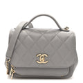 Caviar Quilted Small Business Affinity Flap Grey