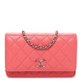 Lambskin Quilted Wallet On Chain WOC Pink