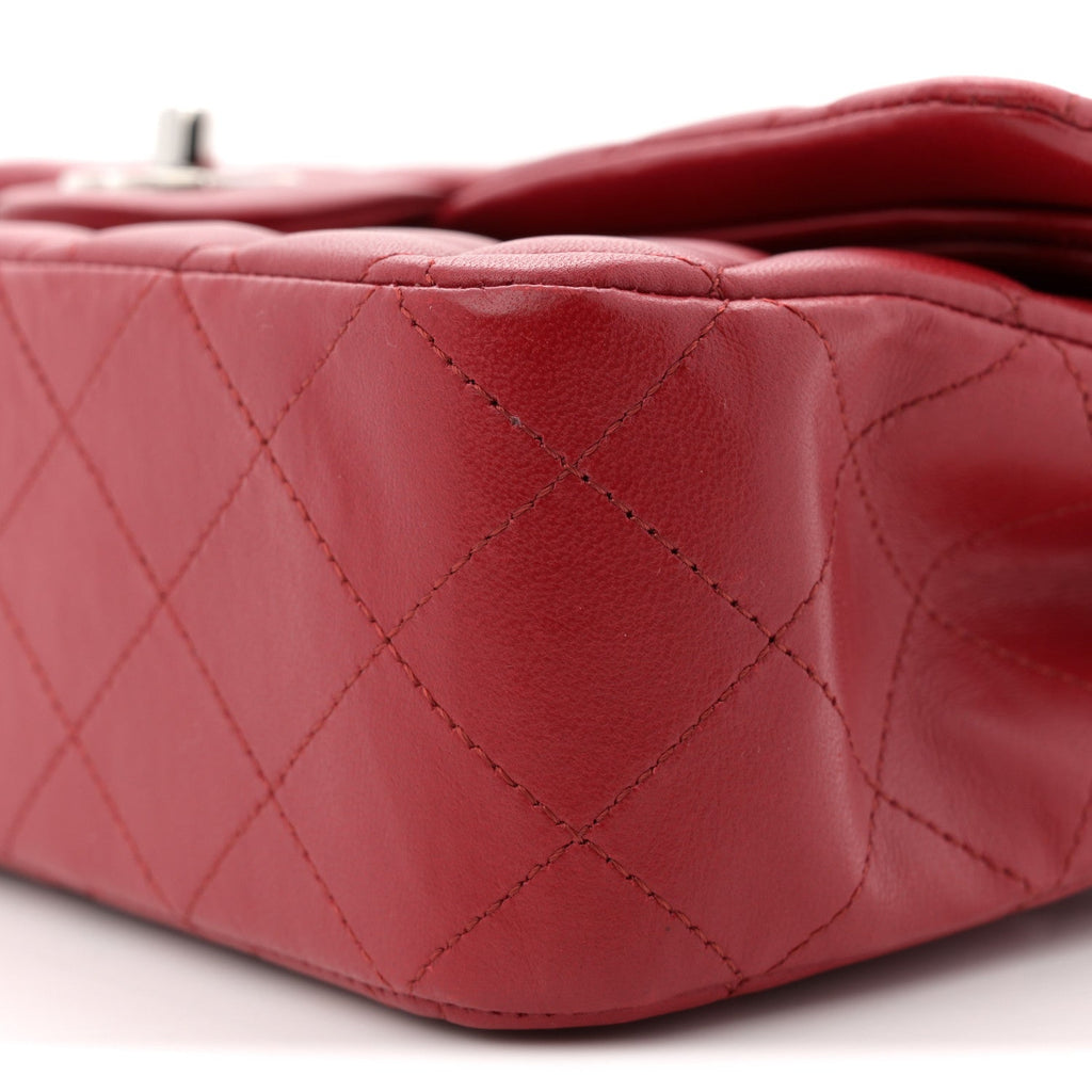 Lambskin Quilted Medium Double Flap Red