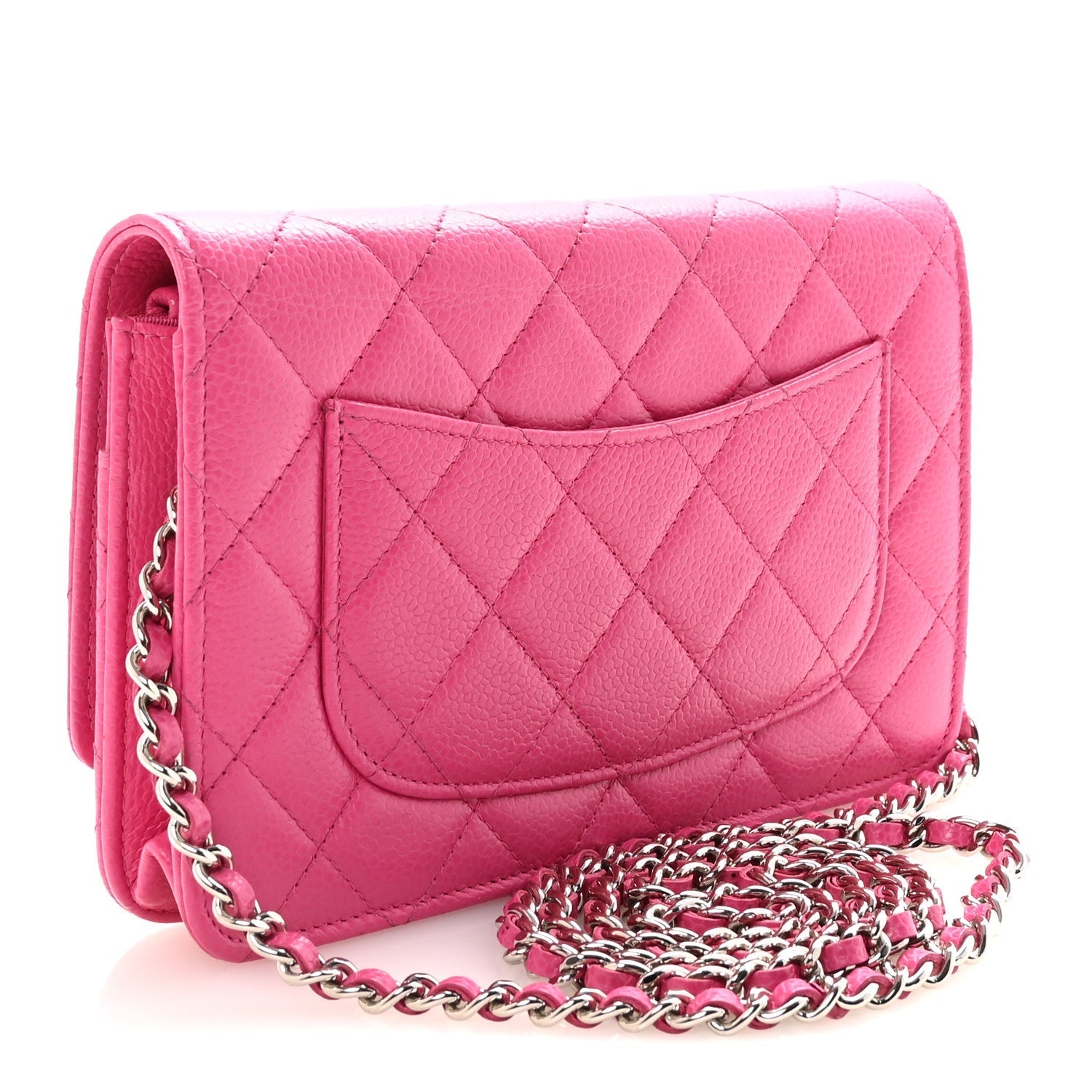 Caviar Quilted Wallet on Chain WOC Pink