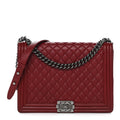 Caviar Quilted Large Boy Flap Dark Red