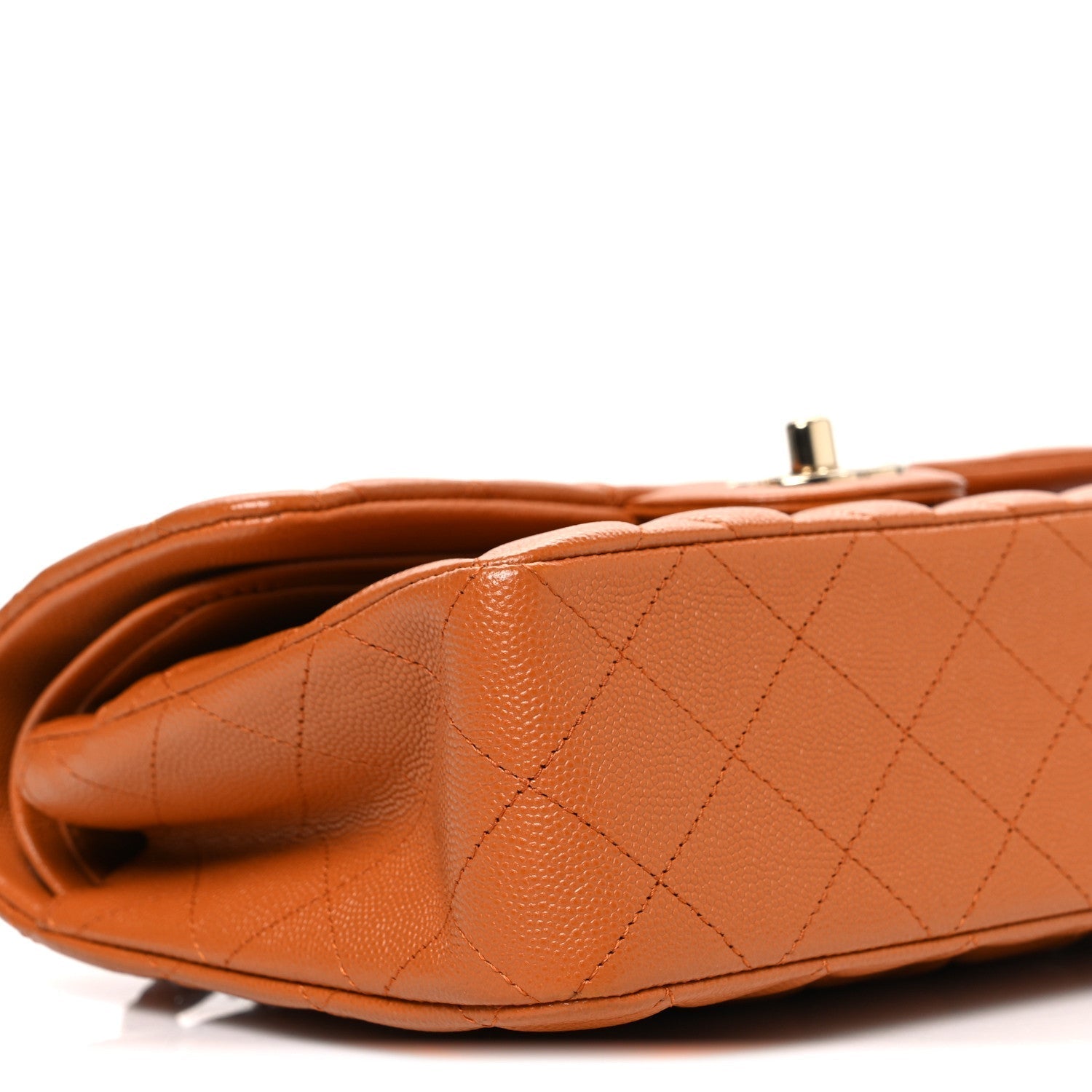 Caviar Quilted Small Double Flap Light Brown