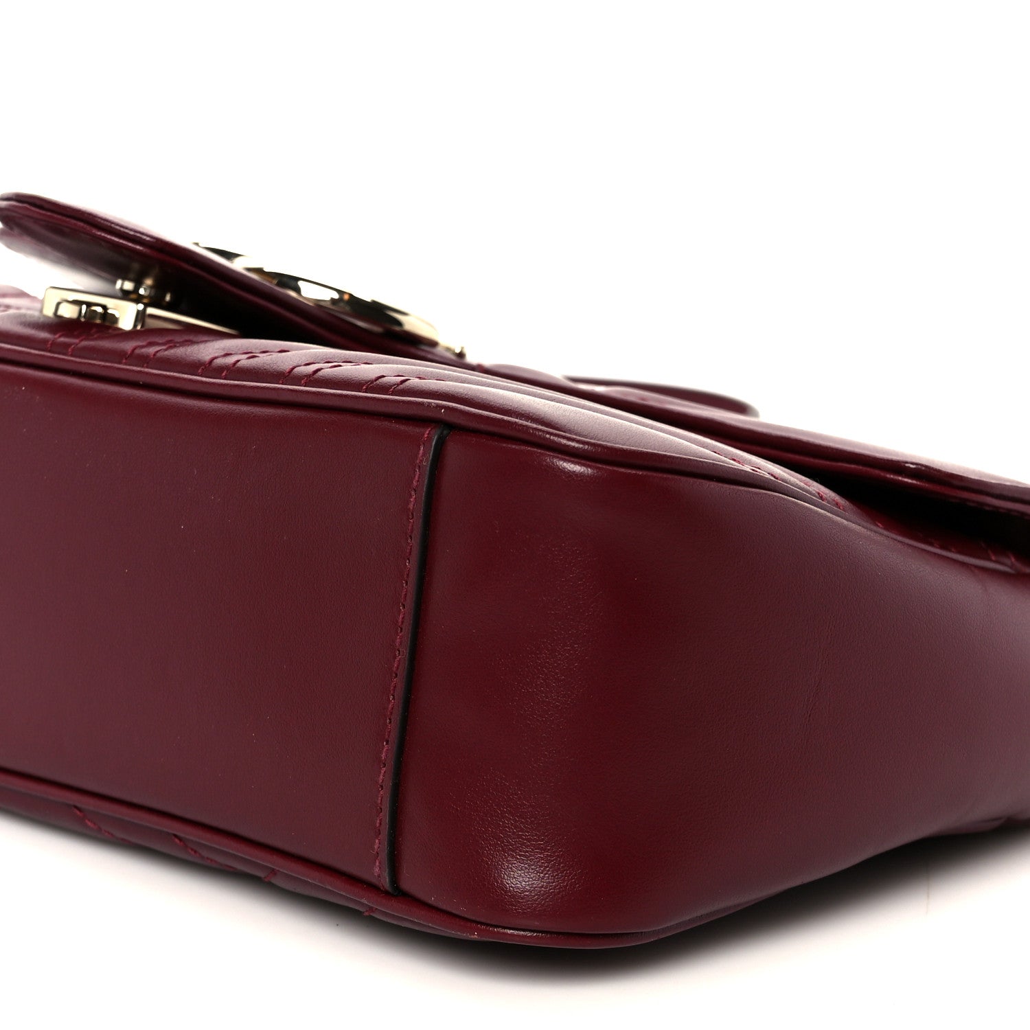 Calfskin Matelasse Small GG Marmont Shoulder Bag Rosso Ancora Red