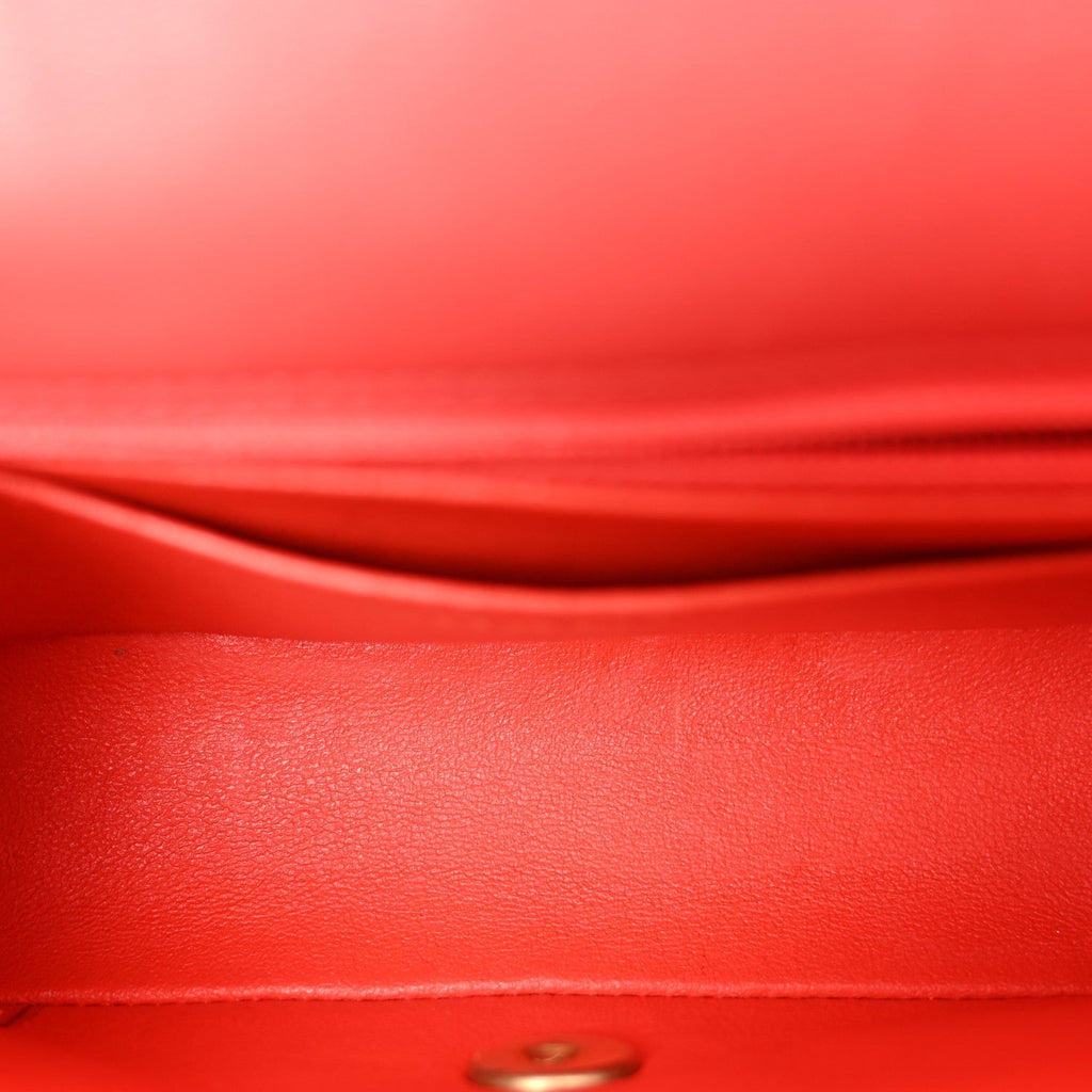 Lambskin Quilted Mini Rectangular Flap Red